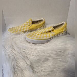 Vans Kids Yellow Checkered Slip-On Shoes, Size 5.5